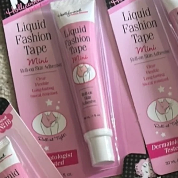 5 HOLLYWOOD FASHION ACCENTS Liquid Fashion Tape Mini Roll-On Skin Adhesive